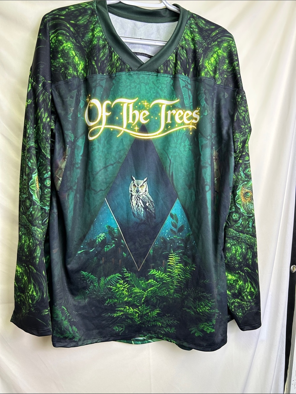 Of The Trees Green Forest Owl Graphic Long Sleeve Jersey